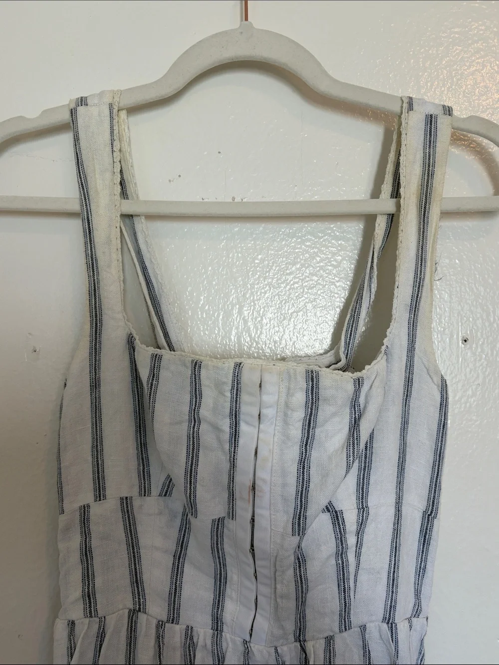 Reformation tagliatelle Blue & White Striped Midi Sundress linen size 2 - Picture 3 of 10